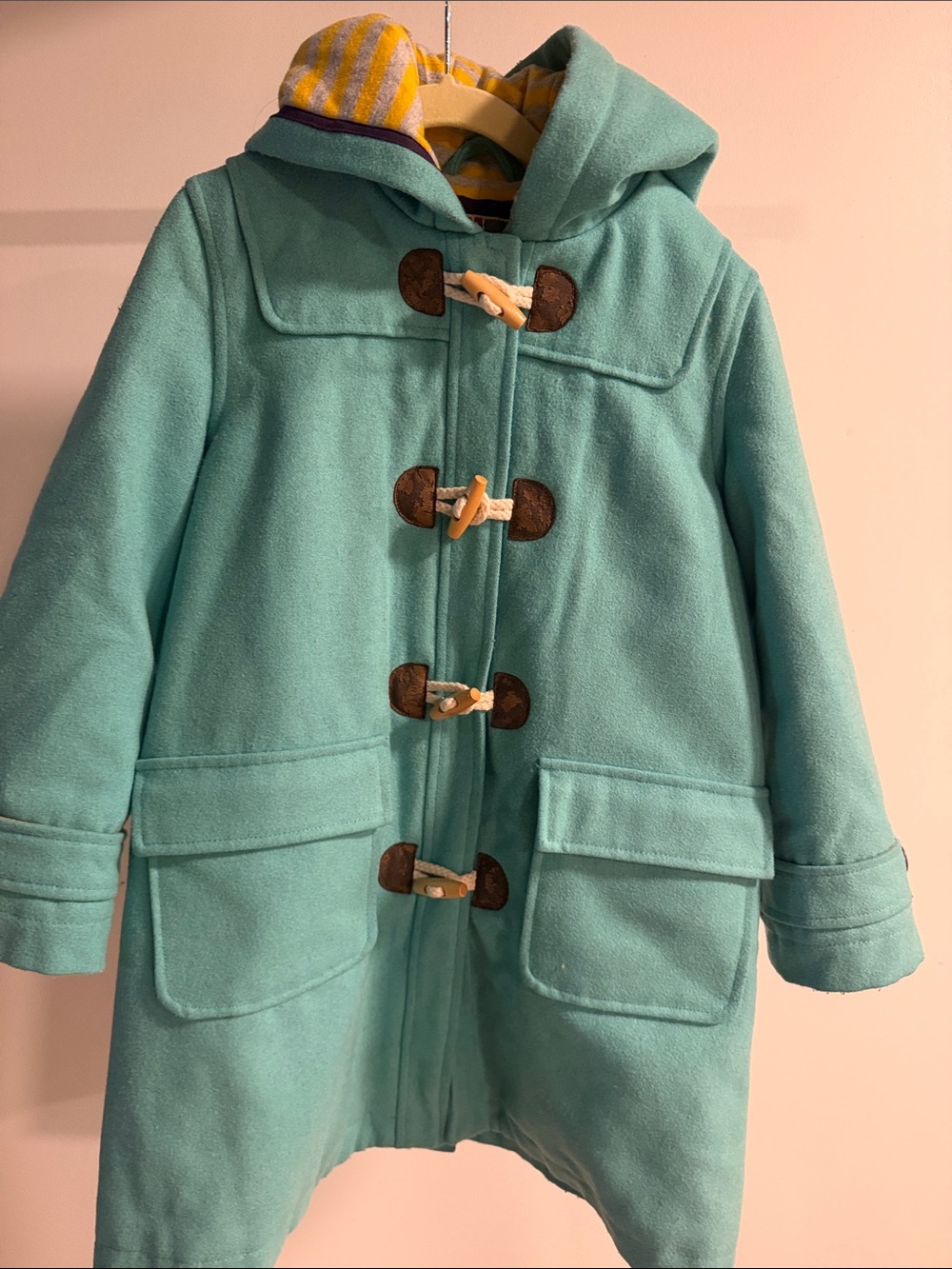 Mini Boden Hooded Pea Coat with Toggle Closures